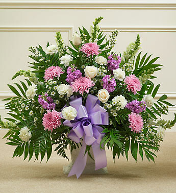 Tribute Lavender &amp;amp; White Floor Basket Arrangement